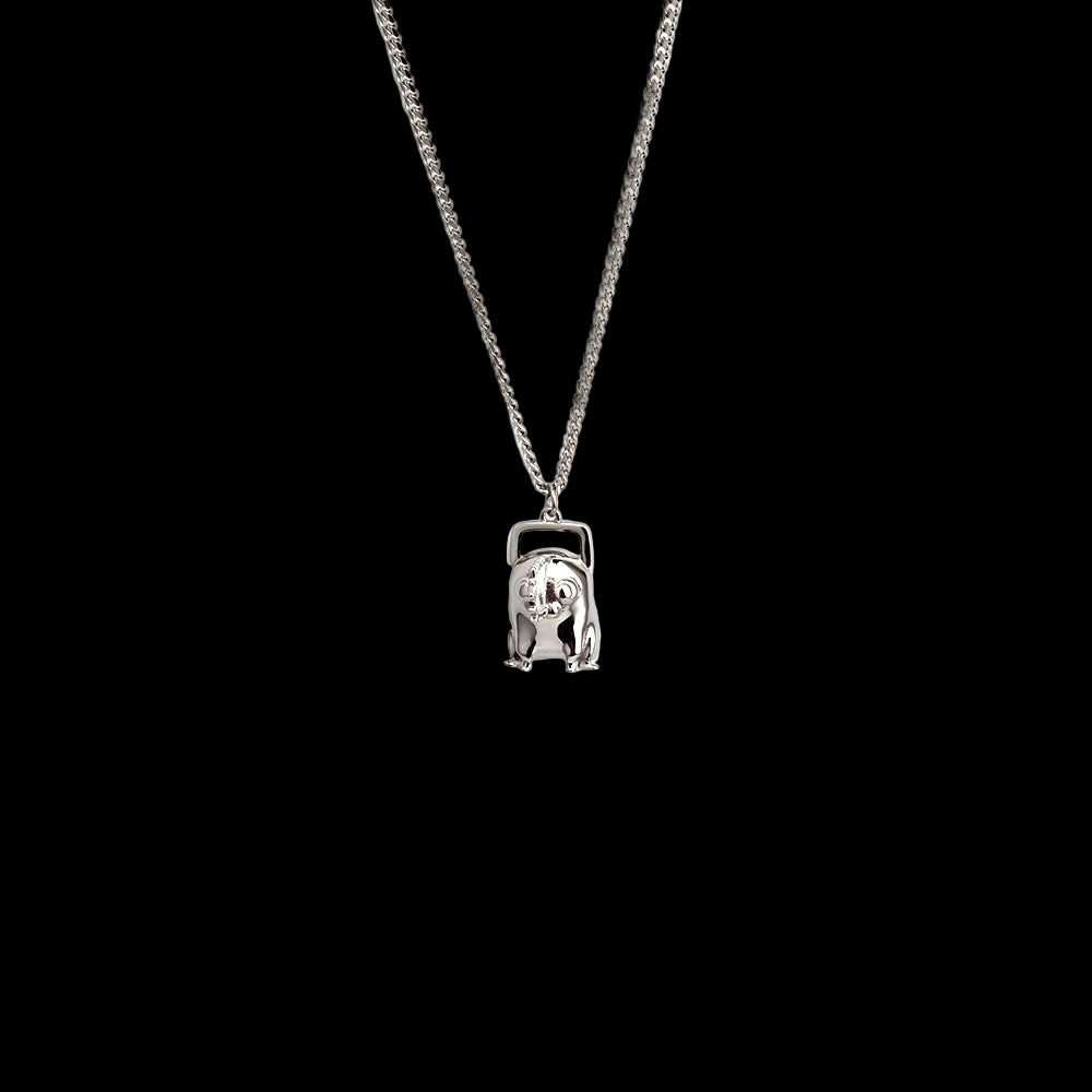 Chainsaw dawg necklace.